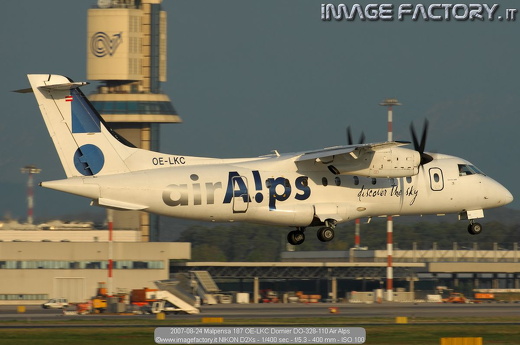 2007-08-24 Malpensa 187 OE-LKC Dornier DO-328-110 Air Alps